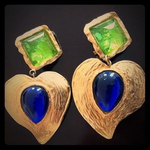 YSL Heart Gold Clip On Earrings.